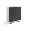 Aparador alto 4 puertas Eloisa acabado gris mate / blanco brillo, 125 cm(alto) 110 cm(ancho) 45 cm (fondo)