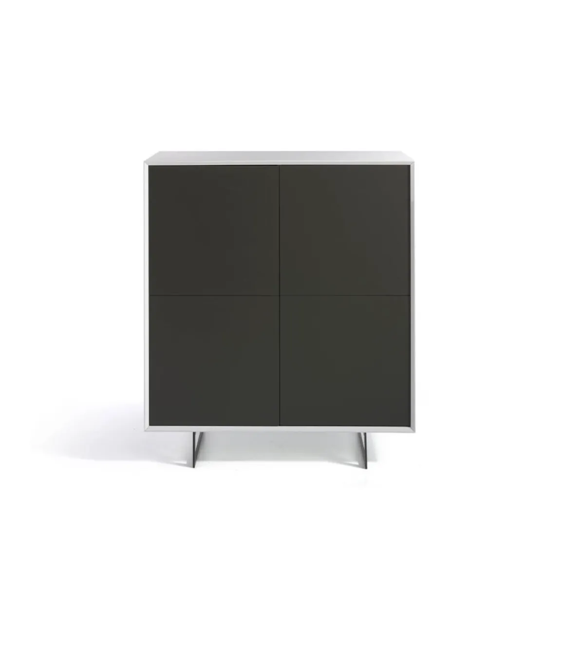 Aparador alto 4 puertas Eloisa acabado gris mate / blanco brillo, 125 cm(alto) 110 cm(ancho) 45 cm (fondo)
