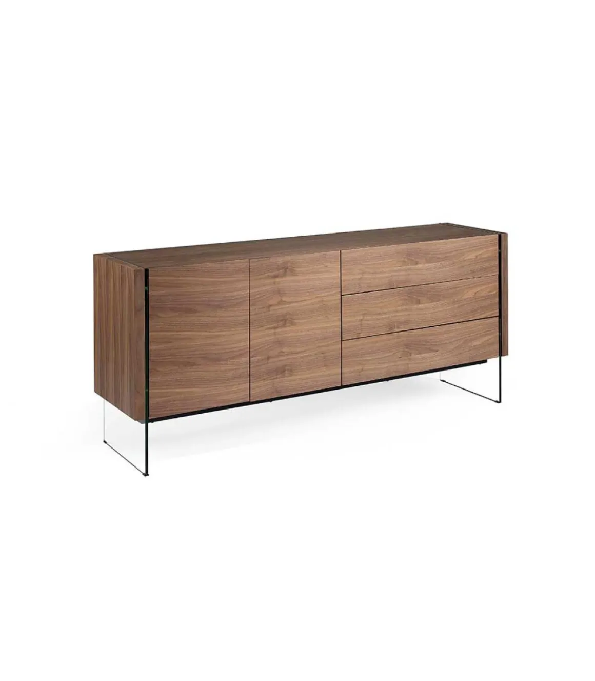 Aparador de 2 puertas Estefanía acabado nogal, 77 cm(alto) 180 cm(ancho) 49 cm (fondo)