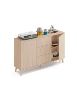 Aparador Oslo en acabado roble aurora, 90 cm(alto)140 cm(ancho)40 cm(largo)
