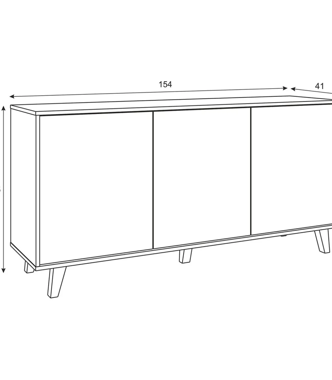 Aparador 3 puertas Alcontar en blanco brillo y roble canadian 75 cm(alto)154 cm(ancho)41 cm(largo)