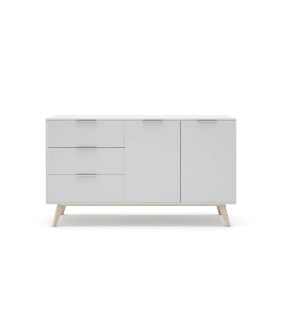 Aparador 2 puertas 3 cajones Campos acabado blanco/blanco cera 80 cm(alto) 140 cm(ancho) 40 cm(largo)