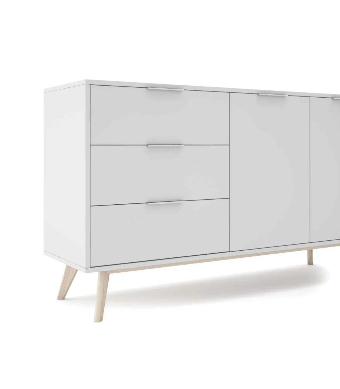 Aparador 2 puertas 3 cajones Campos acabado blanco/blanco cera 80 cm(alto) 140 cm(ancho) 40 cm(largo)
