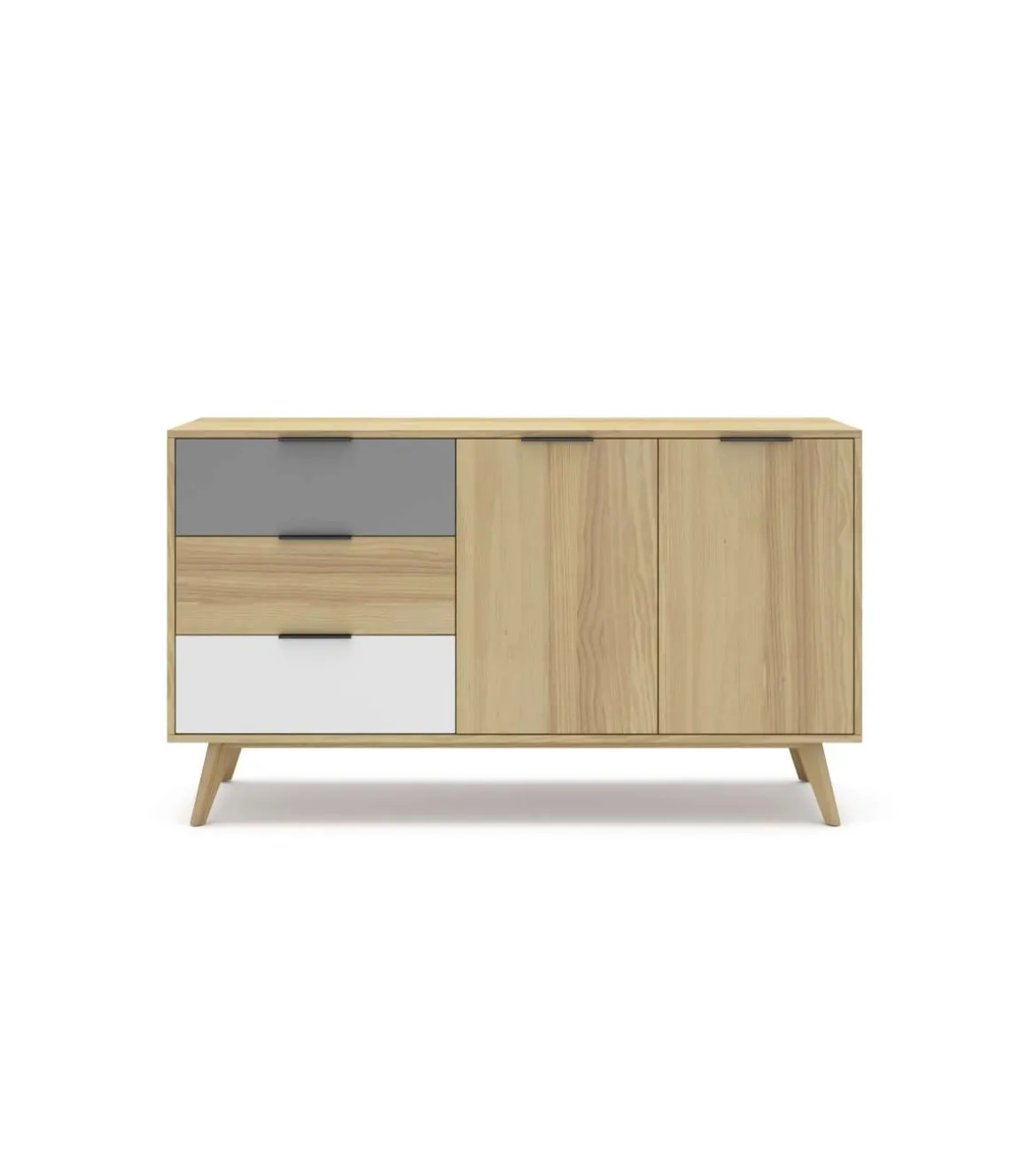 Aparador 2 puertas 3 cajones Elfo acabado roble, 80 cm(alto) 140 cm(ancho) 40 cm(largo)