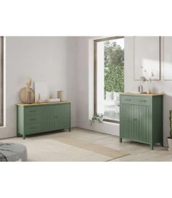 Aparador 2 puertas 3 cajones Mariana acabado verde, 80 cm(alto) 150 cm(ancho) 40 cm(largo)