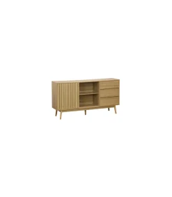Aparador 2 puertas 3 cajones Trend acabado en chapa de fresno, 80cm(alto) x 150cm(ancho) x 40cm(fondo).