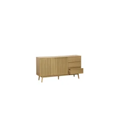 Aparador 2 puertas 3 cajones Trend acabado en chapa de fresno, 80cm(alto) x 150cm(ancho) x 40cm(fondo).