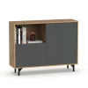Aparador 2 puertas 1 hueco Anori acabado color roble gold/gris, 86cm(alto) 112cm(ancho) 33cm(largo)