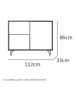 Aparador 2 puertas 1 hueco Anori acabado color roble gold/gris, 86cm(alto) 112cm(ancho) 33cm(largo)
