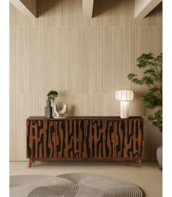 Aparador 4 puertas Katia acabado en madera de mango, 80cm(alto) 190cm(ancho) 40cm(largo)