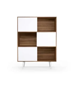 Aparador 3 puertas modelo-881 acabado nogal/blanco, 131cm(alto) 101cm(ancho) 30cm(fondo).