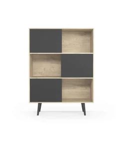 Aparador 3 puertas modelo-881 acabado roble/grafito, 131cm(alto) 101cm(ancho) 30cm(fondo).