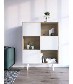 Aparador 3 puertas modelo-881 acabado roble/blanco, 131cm(alto) 101cm(ancho) 30cm(fondo).