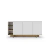 Aparador 3 puertas y 3 huecos Celia acabado blanco/roble, 80cm(alto) 170cm(ancho) 40cm(largo)