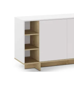 Aparador 3 puertas y 3 huecos Celia acabado blanco/roble, 80cm(alto) 170cm(ancho) 40cm(largo)