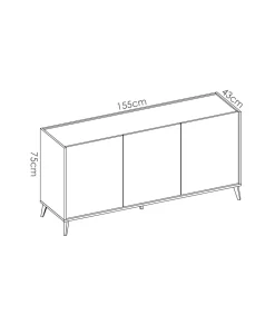 Aparador salon Cazalilla 3 puertas en natural-grafito 75 cm(alto)155 cm(ancho)43 cm(largo)