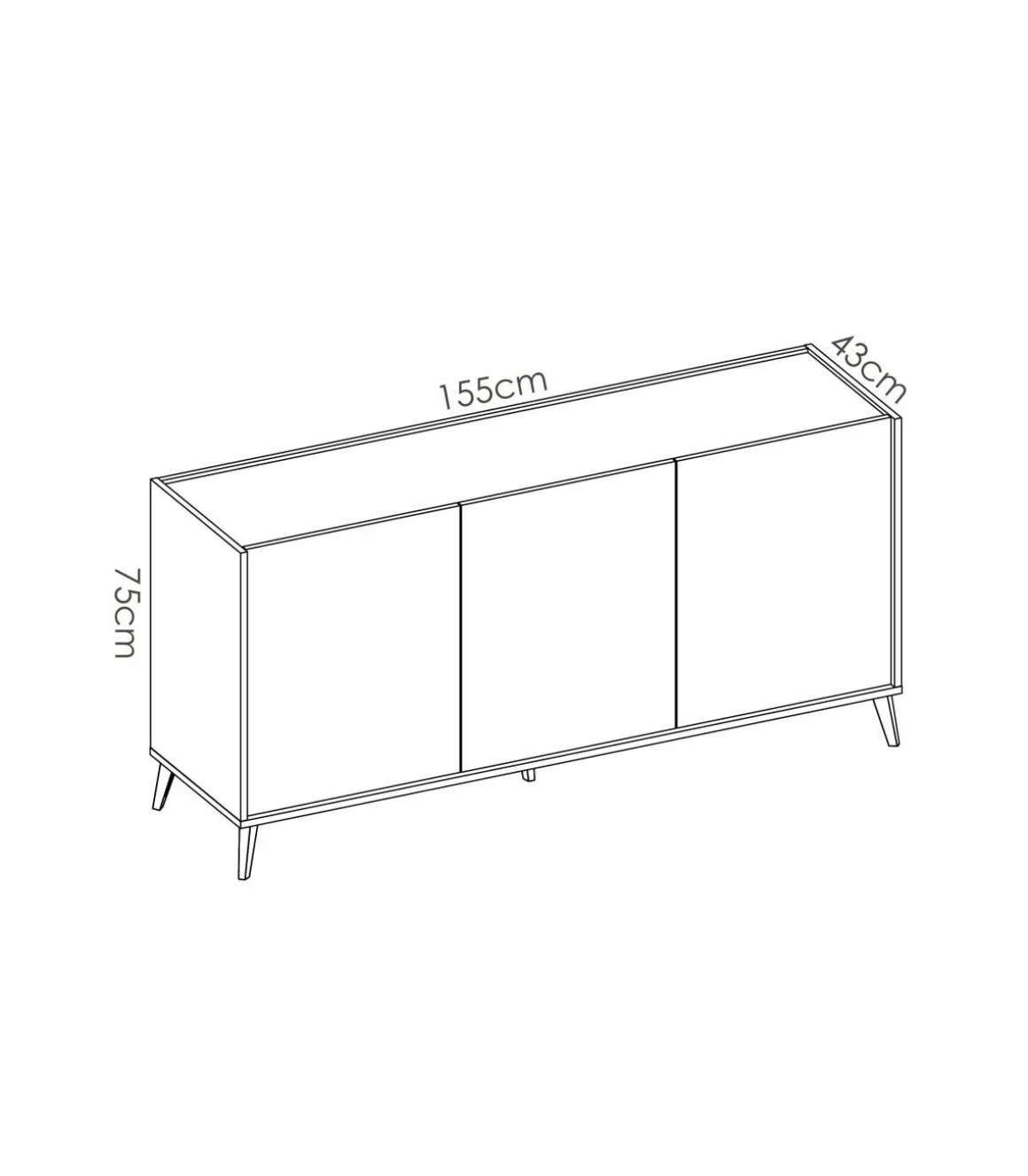 Aparador salon Cazalilla 3 puertas en natural-grafito 75 cm(alto)155 cm(ancho)43 cm(largo)