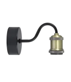 Aplique a pared modelo Acebuche acabado negro/cuero 11 cm(alto)9 cm(ancho)18 cm(largo)