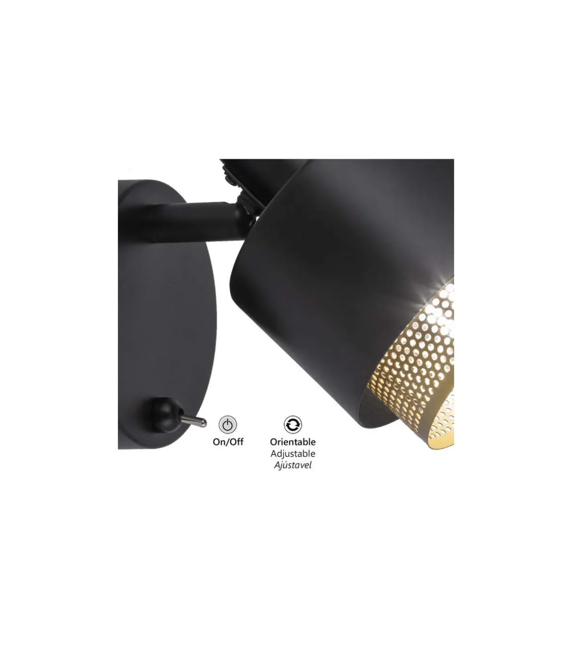 Aplique a pared modelo Vasil acabado negro, 13cm(alto) 109cm(ancho) 17cm(fondo)