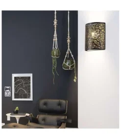 Aplique de pared modelo Gael acabado negro-oro 23cm(alto)23 cm(ancho)9 cm(largo)