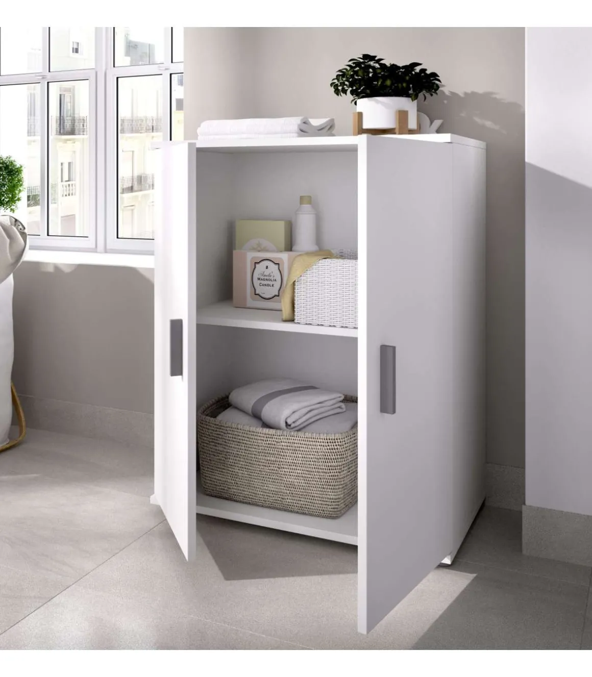 Armario bajo dos puertas Marsella color blanco 61 cm(ancho) 80 cm(altura) 35 cm(fondo)
