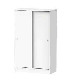 Armario bajo multiusos Tibet 2 correderas acabado blanco mate, 120 cm(alto)74 cm(ancho)33 cm(largo)
