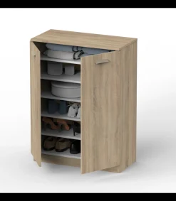Armario bajo multiusos Tibet 2 puertas abatibles acabado roble cambrian, 101 cm(alto)74 cm(ancho)37 cm(largo)