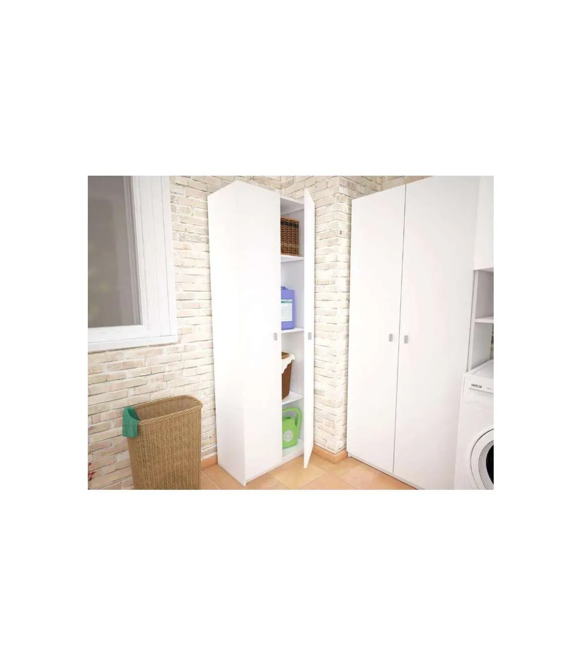 Armario dos puertas en acabado color blanco 60 cm(ancho) 180 cm(altura) 35.6 cm(fondo)