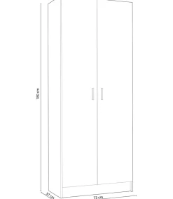 Armario escobero Milan en color roble de 2 puertas 73 cm(ancho) 180 cm(altura) 37 cm(fondo)