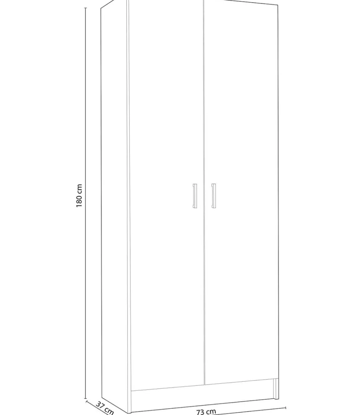 Armario escobero Milan en color roble de 2 puertas 73 cm(ancho) 180 cm(altura) 37 cm(fondo)