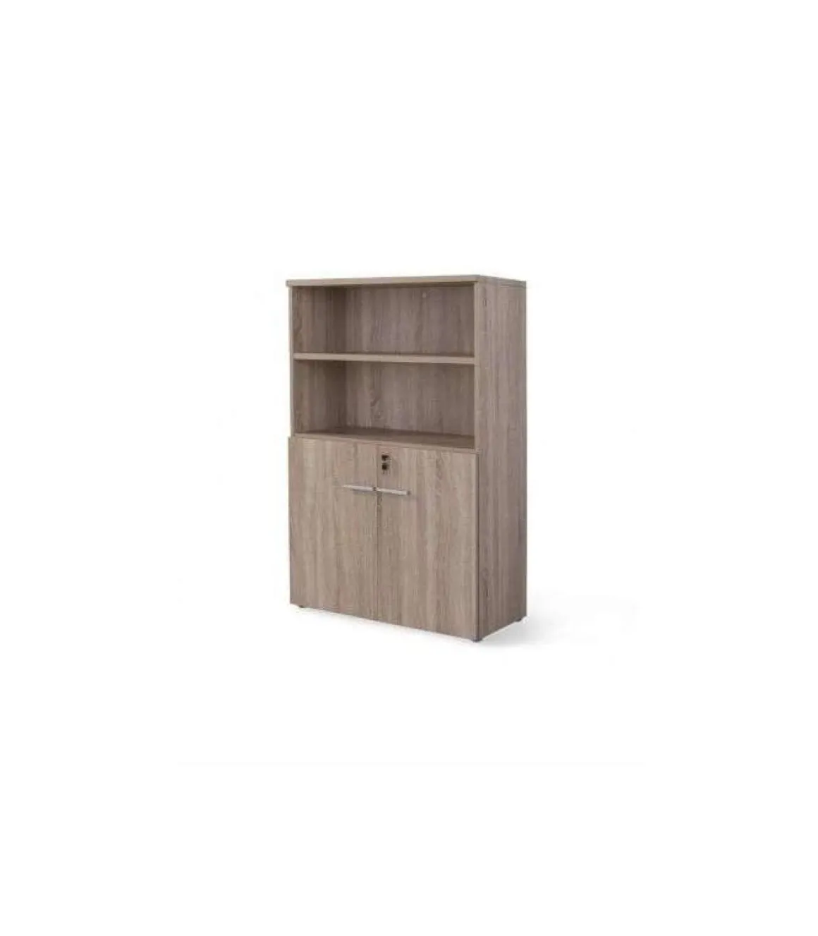 Armario mediano con puertas bajas para oficina o estudio acabado olmo claro, 141.6 cm(alto)93 cm(ancho)42.5 cm(fondo)
