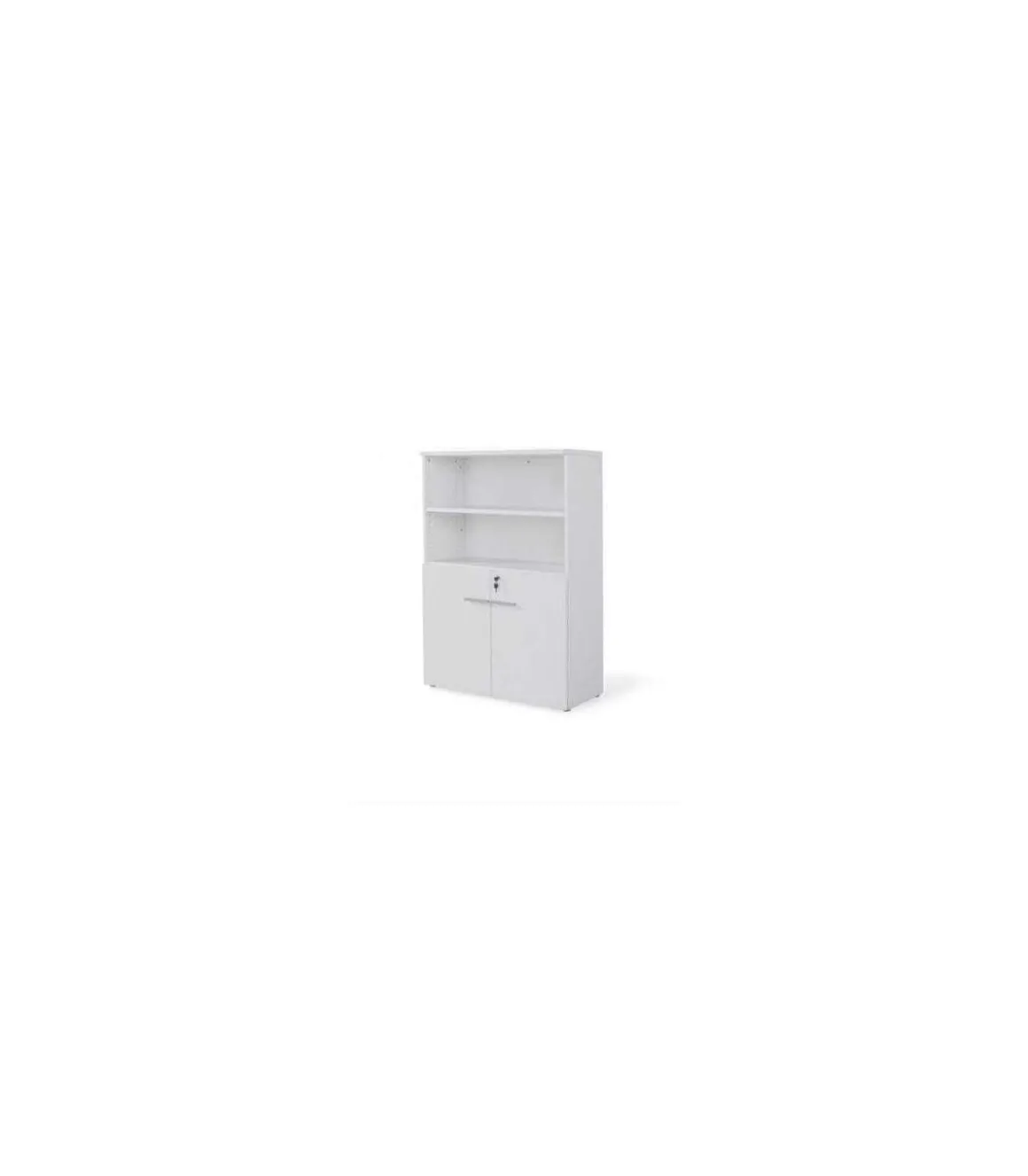 Armario mediano con puertas bajas para oficina o estudio acabado blanco, 141.6 cm(alto)93 cm(ancho)42.5 cm(fondo)
