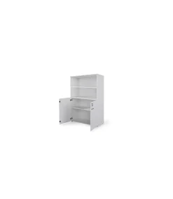 Armario mediano con puertas bajas para oficina o estudio acabado blanco, 141.6 cm(alto)93 cm(ancho)42.5 cm(fondo)