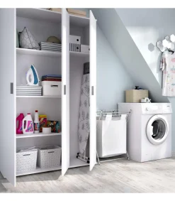 Armario multiusos Luna en acabado blanco 3 puertas 116 cm(ancho) 190 cm(altura) 35 cm(fondo)