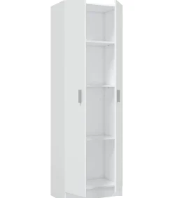 Armario multiusos Milan en acabado blanco de 2 puertas y 3 estantes 58.5 cm(ancho) 180 cm(altura) 37 cm(fondo)