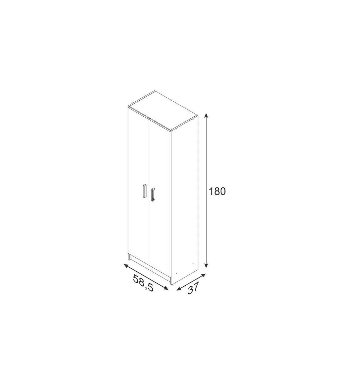 Armario multiusos Milan en acabado blanco de 2 puertas y 3 estantes 58.5 cm(ancho) 180 cm(altura) 37 cm(fondo)