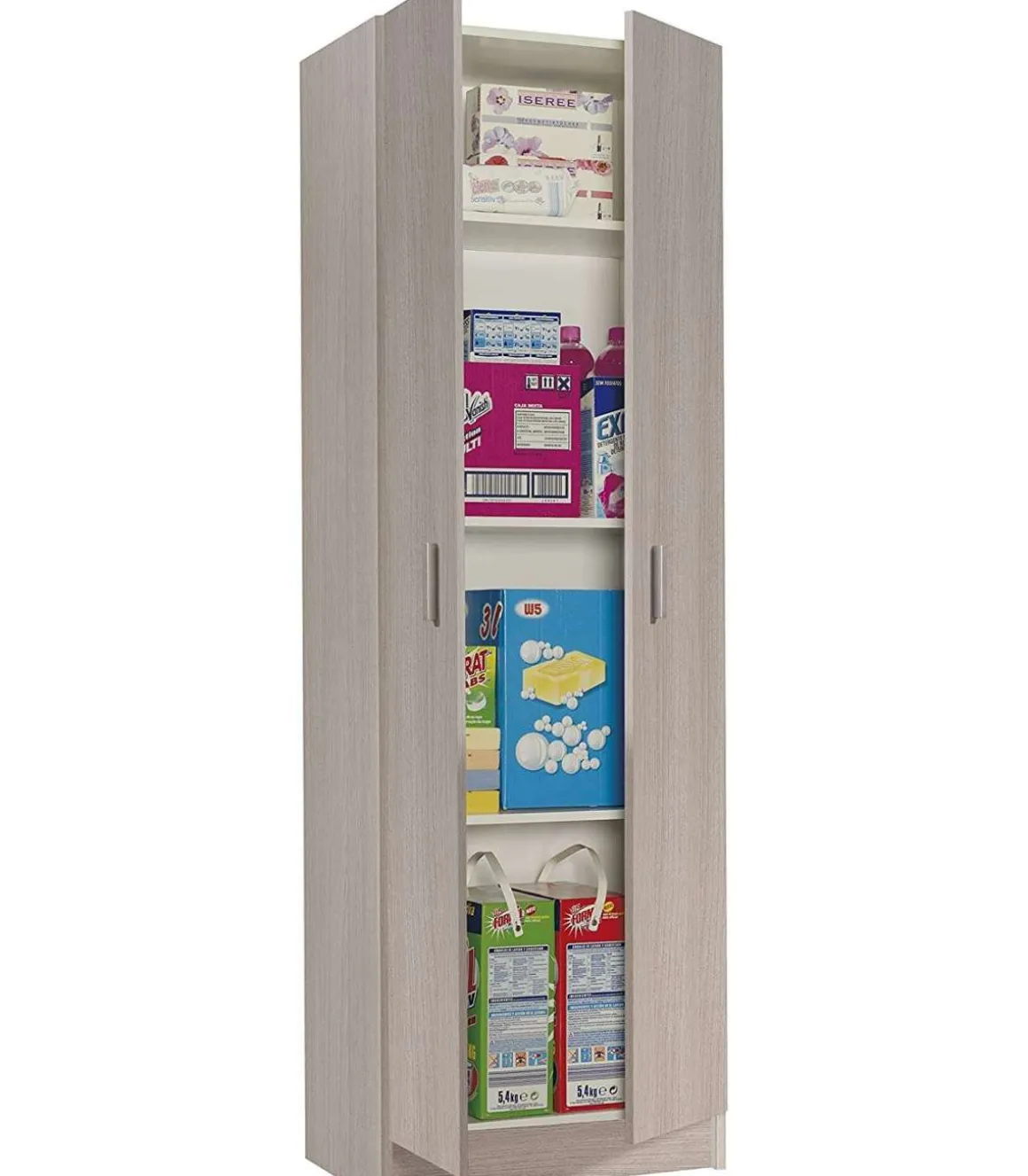Armario multiusos Milan en acabado roble de 2 puertas y 3 estantes 58.5 cm(ancho) 180 cm(altura) 37 cm(fondo)