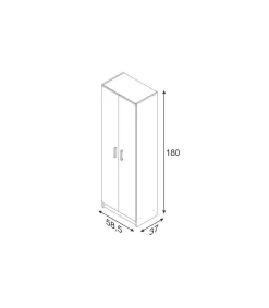 Armario multiusos Milan en acabado roble de 2 puertas y 3 estantes 58.5 cm(ancho) 180 cm(altura) 37 cm(fondo)