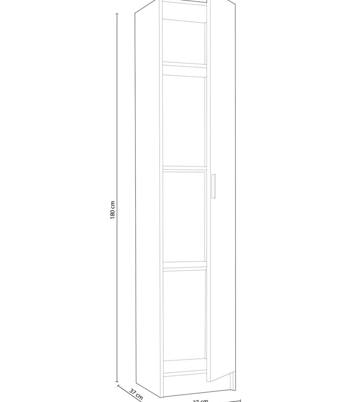 Armario multiusos Milán en blanco, 37.2 cm(ancho) 180 cm(altura) 37 cm(fondo)