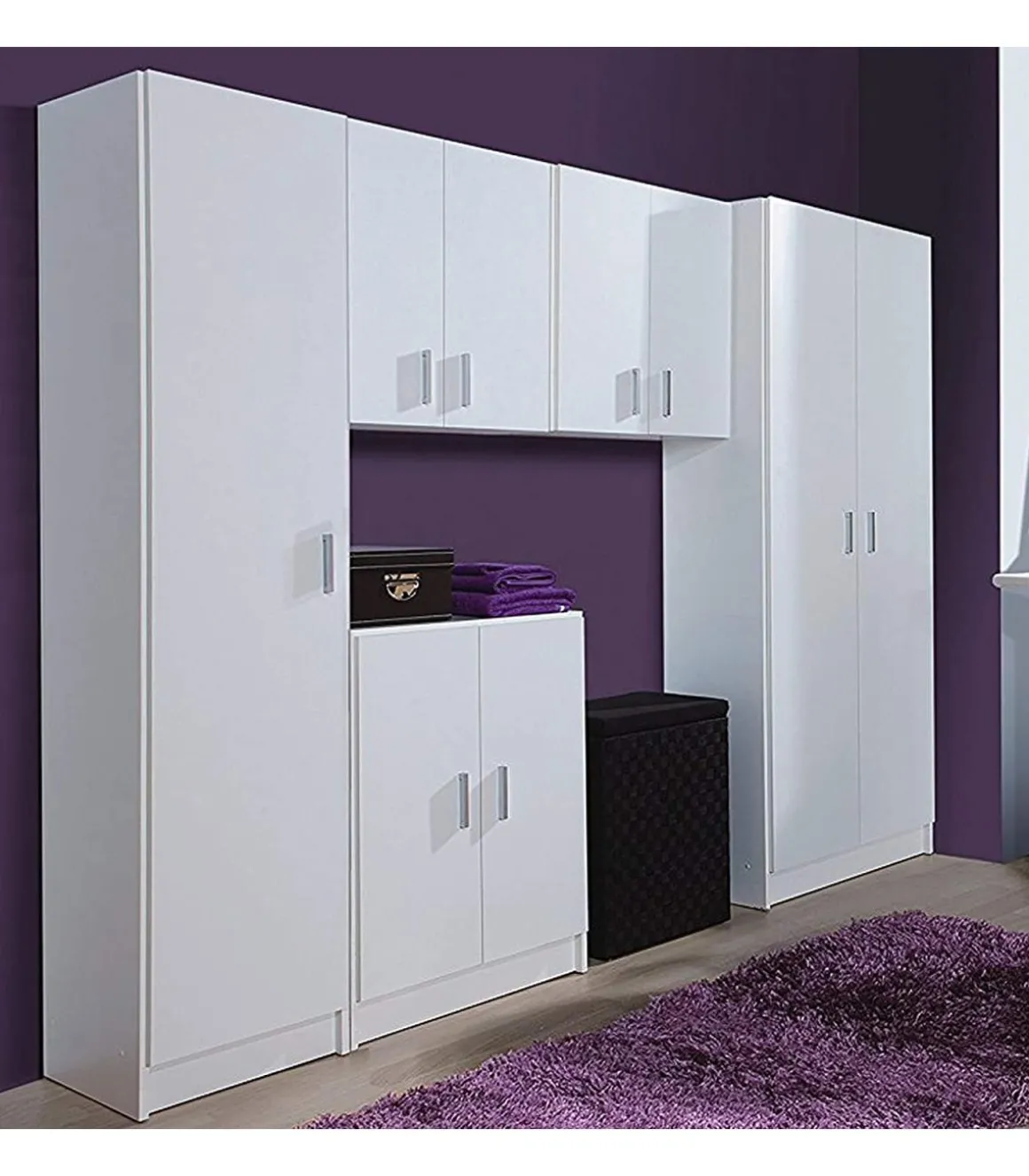 Armario multiusos Milán en blanco, 37.2 cm(ancho) 180 cm(altura) 37 cm(fondo)