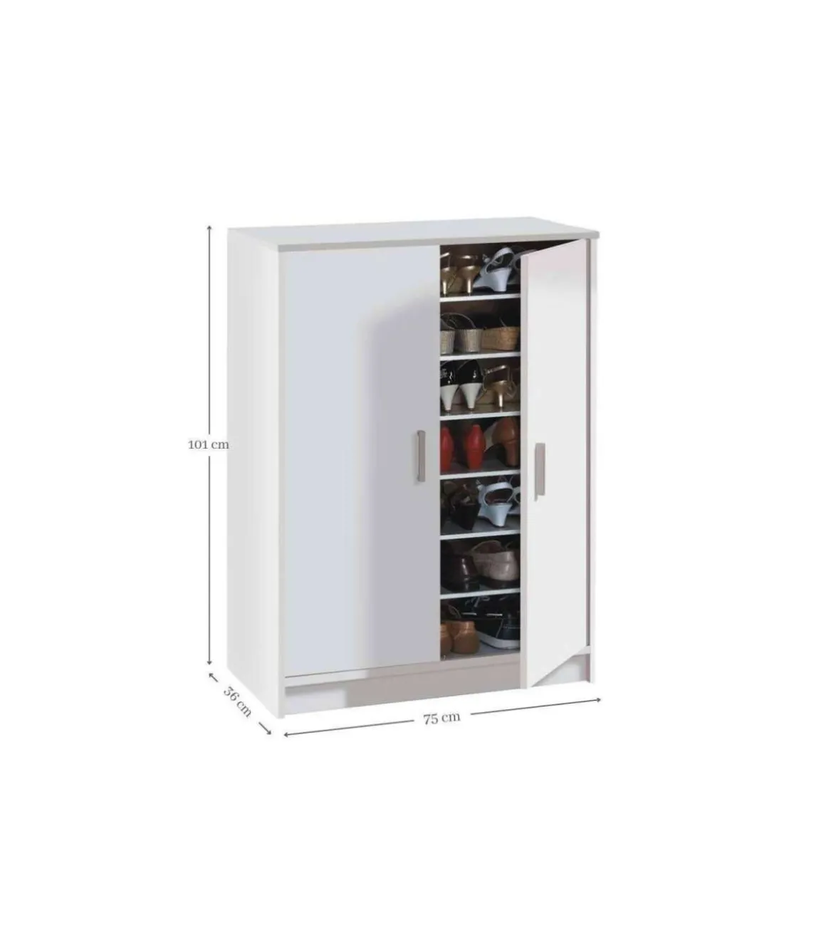 Armario multiusos 2 puertas Lassie en blanco, 75cm(ancho) 101cm(altura) 36cm(fondo)