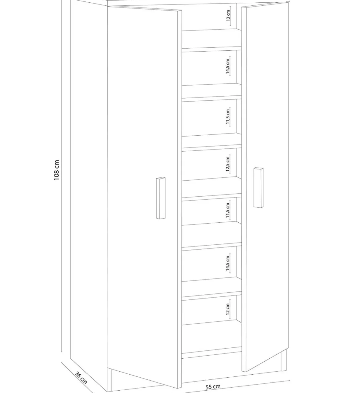 Armario multiusos 2 puertas Sfera en roble canadian 55 cm(ancho) 108 cm(altura) 35 cm(fondo)