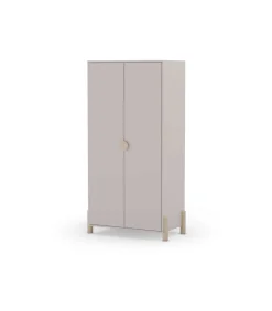 Armario 2 puertas abatible Emma acabado crema/cera blanca, 92.8cm(Ancho) 45cm(Fondo) 180cm(Alto