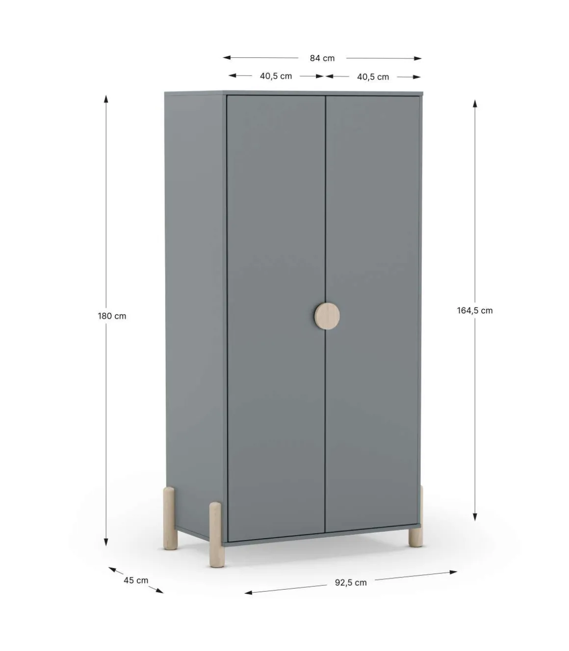 Armario 2 puertas abatible Emma acabado verde kaki/cera blanca, 92.8cm(Ancho) 45cm(Fondo) 180cm(Alto