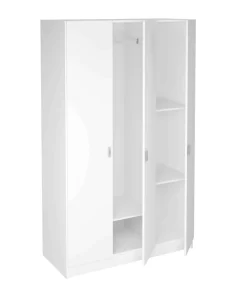 Armario 3 puertas abatibles acabado blanco, 200 cm(alto)128,2 cm(ancho)52 cm(fondo)