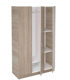 Armario 3 puertas abatibles acabado roble cortez/blanco, 200 cm(alto)128,2 cm(ancho)52 cm(fondo)
