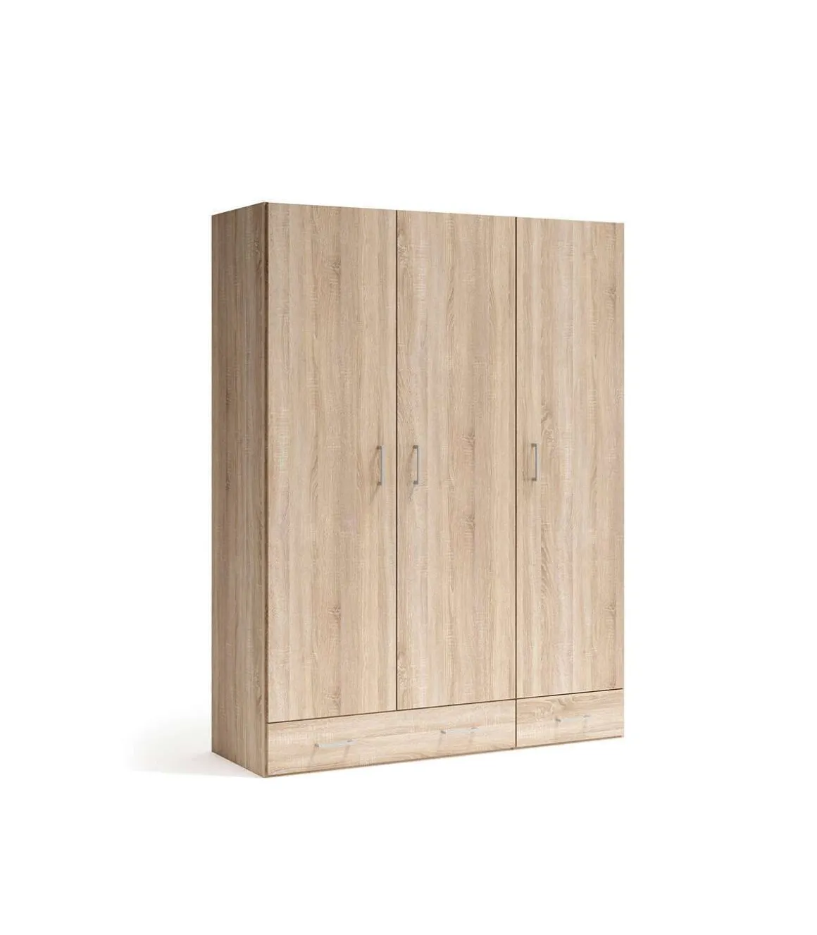 Armario 3 puertas abatibles 2 cajones acabado roble cambrian, 197cm(alto) 148cm(ancho) 51cm(fondo)