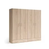 Armario 4 puertas abatibles 2 cajones acabado roble cambrian, 197cm(alto) 197cm(ancho) 51cm(fondo)