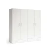 Armario 4 puertas abatibles 2 cajones acabado blanco, 197cm(alto) 197cm(ancho) 51cm(fondo)
