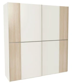Armario 2 puertas correderas acabado blanco/roble 200 cm(alto)180 cm(ancho)60 cm(fondo)